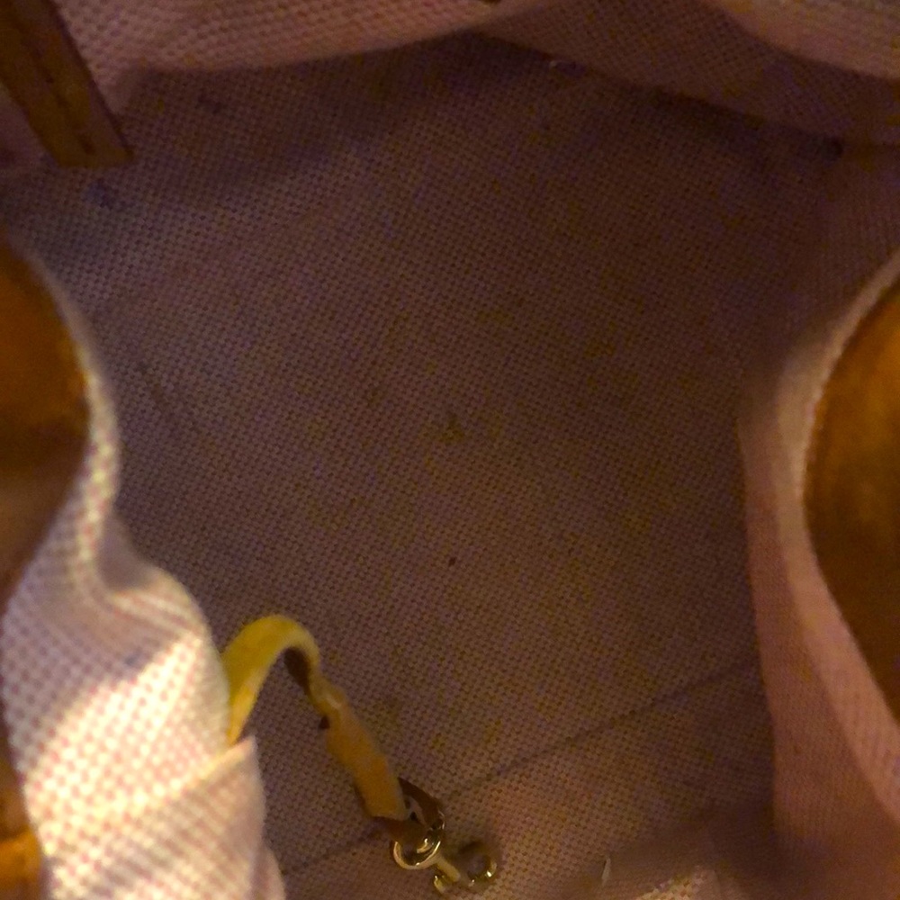 Orange &brown leather drawstring bag